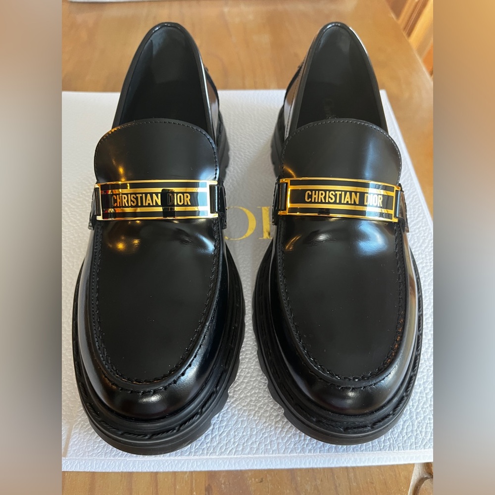 Christian Dior Signature Logo Leather Loafers